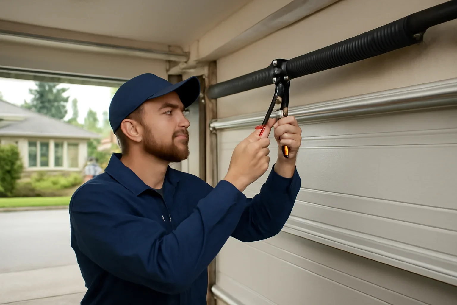 Garage door spring repair at a home in Port Moody