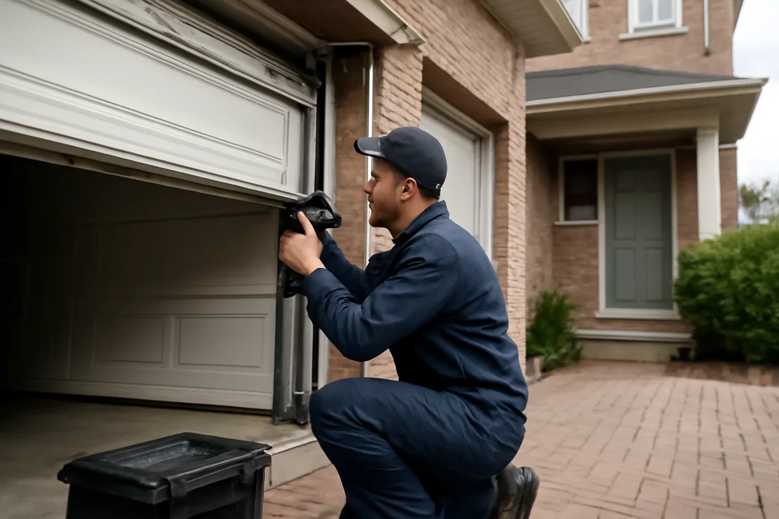 Emergency garage door repair at a home in Surrey