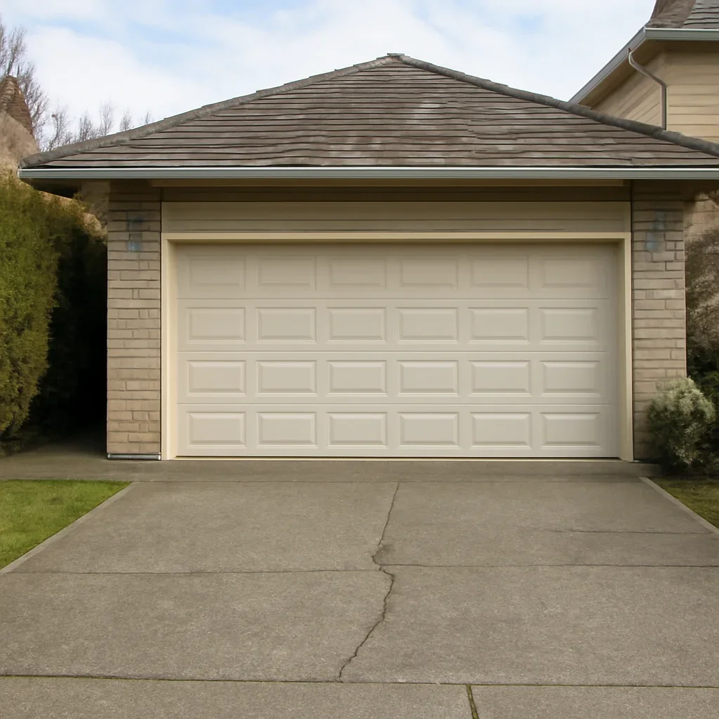 Residential garage door and driveway at a Surrey home