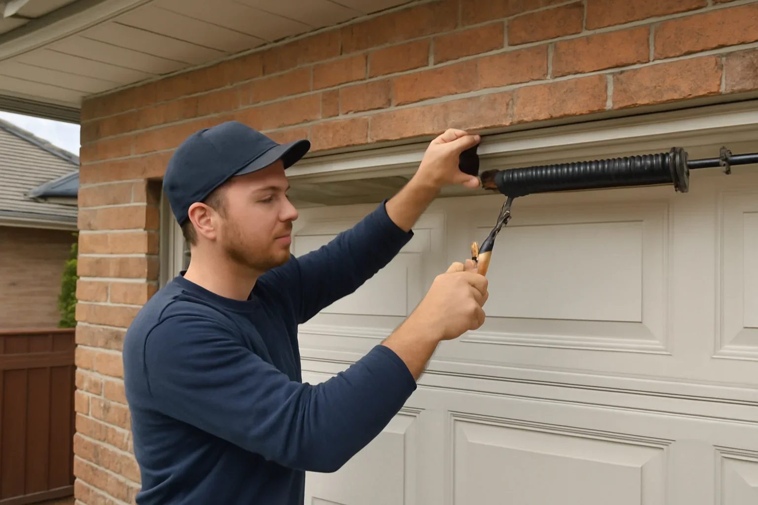 Garage door spring repair at a home in Surrey