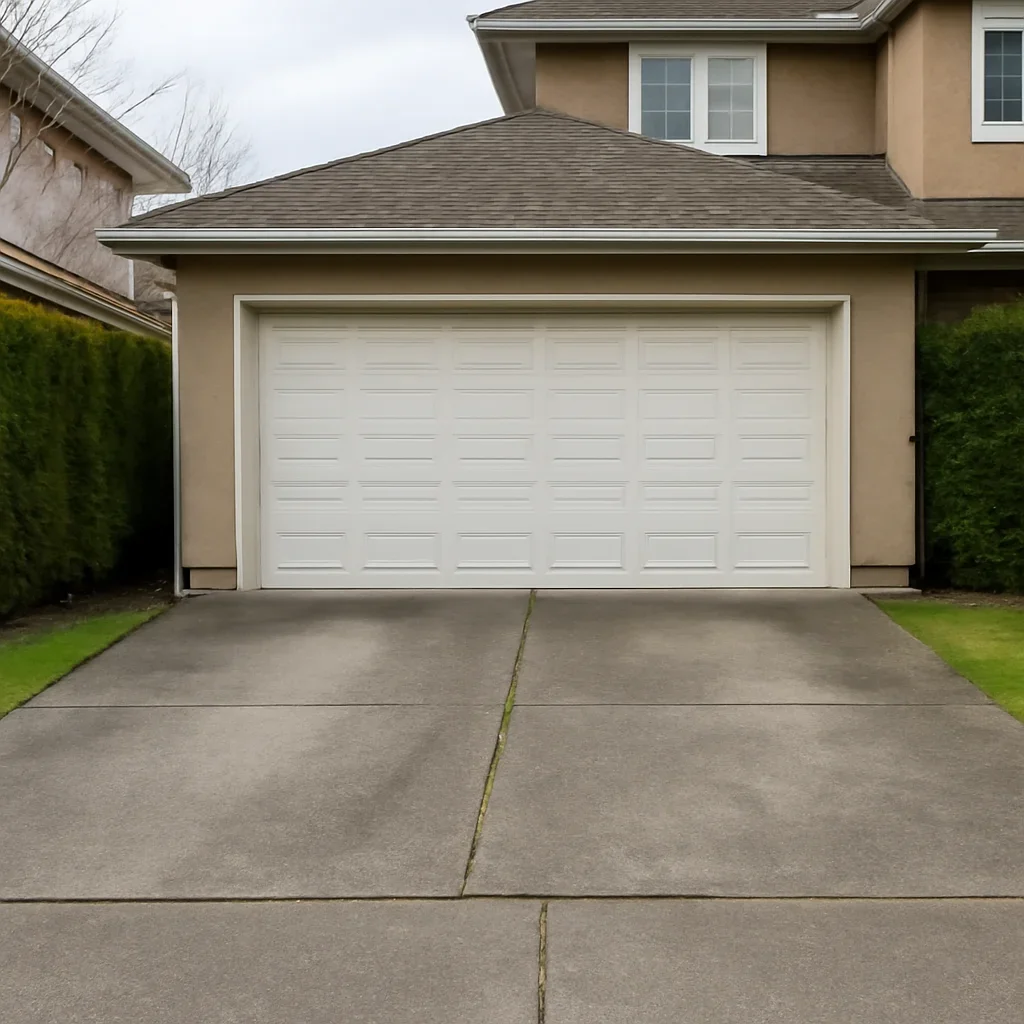 Residential garage door and driveway at a Surrey property