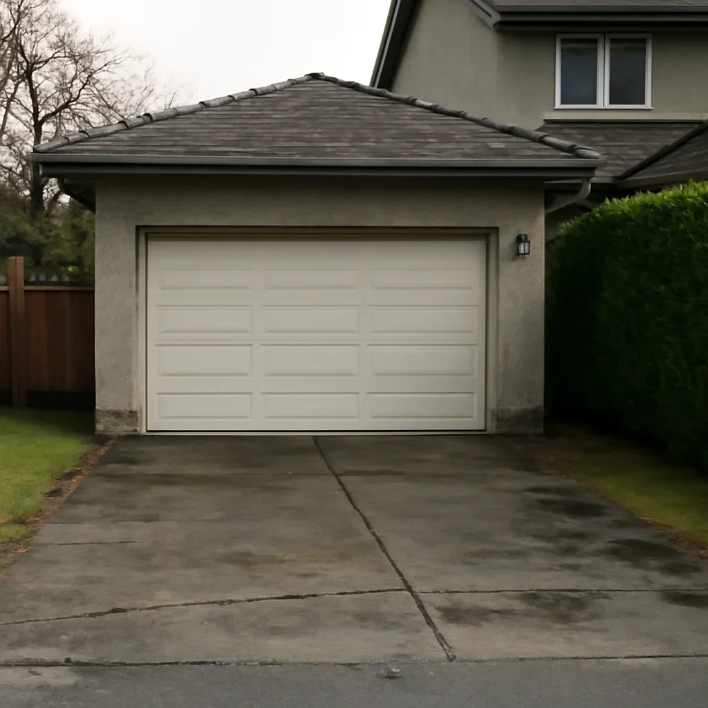 Garage door and driveway conditions at a Vancouver home