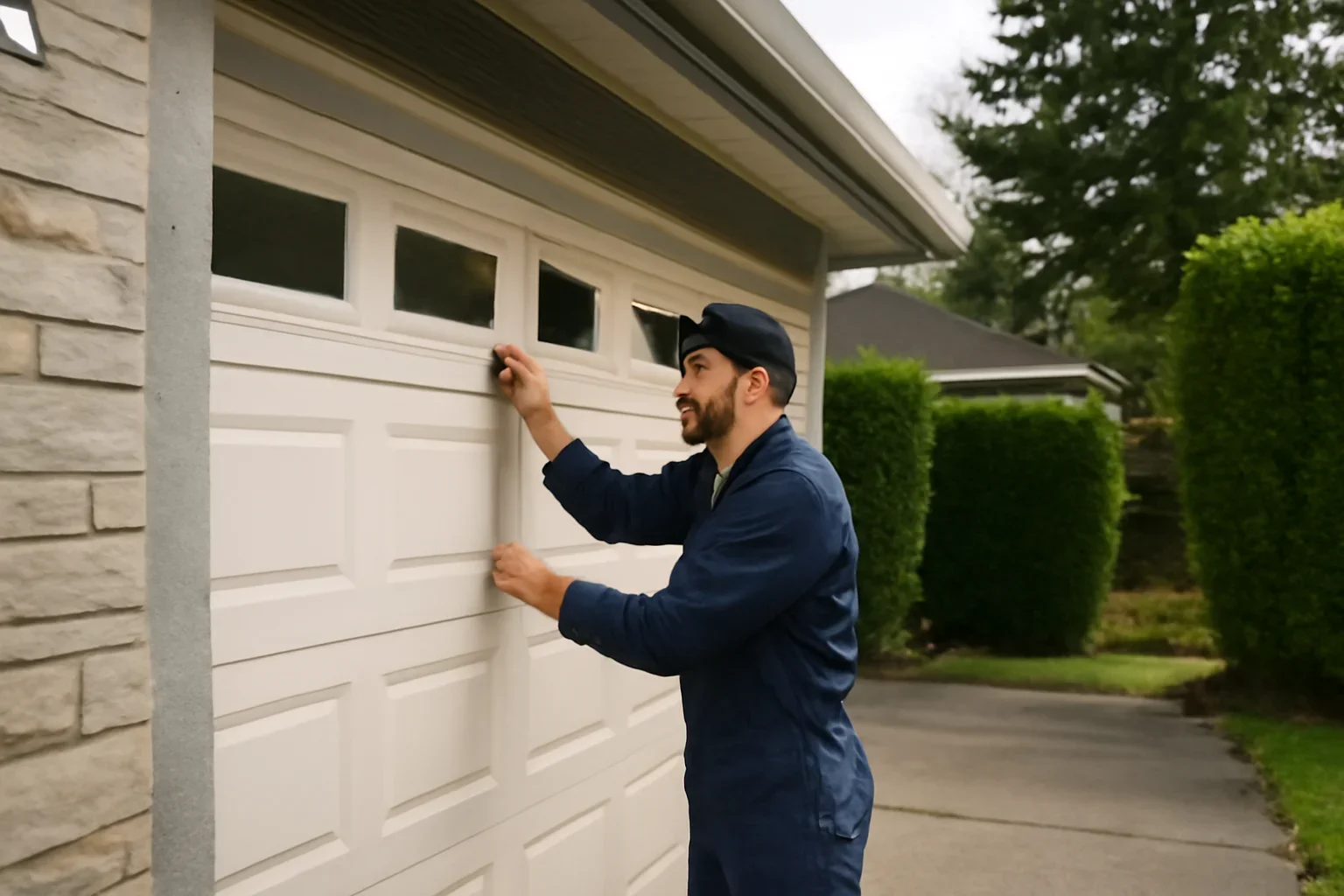 Garage door maintenance at a home in West Vancouver