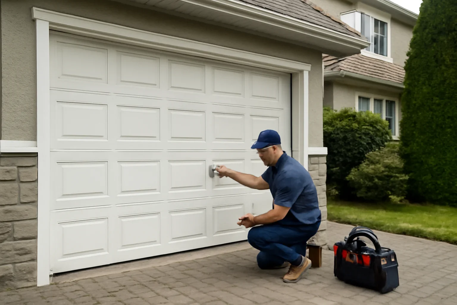 Garage door repair at a home in West Vancouver