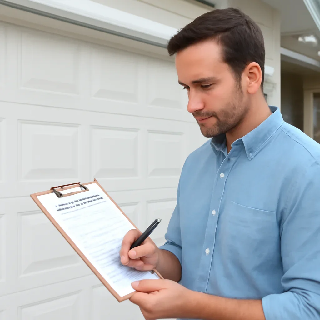 Homeowner in White Rock preparing a garage door service request