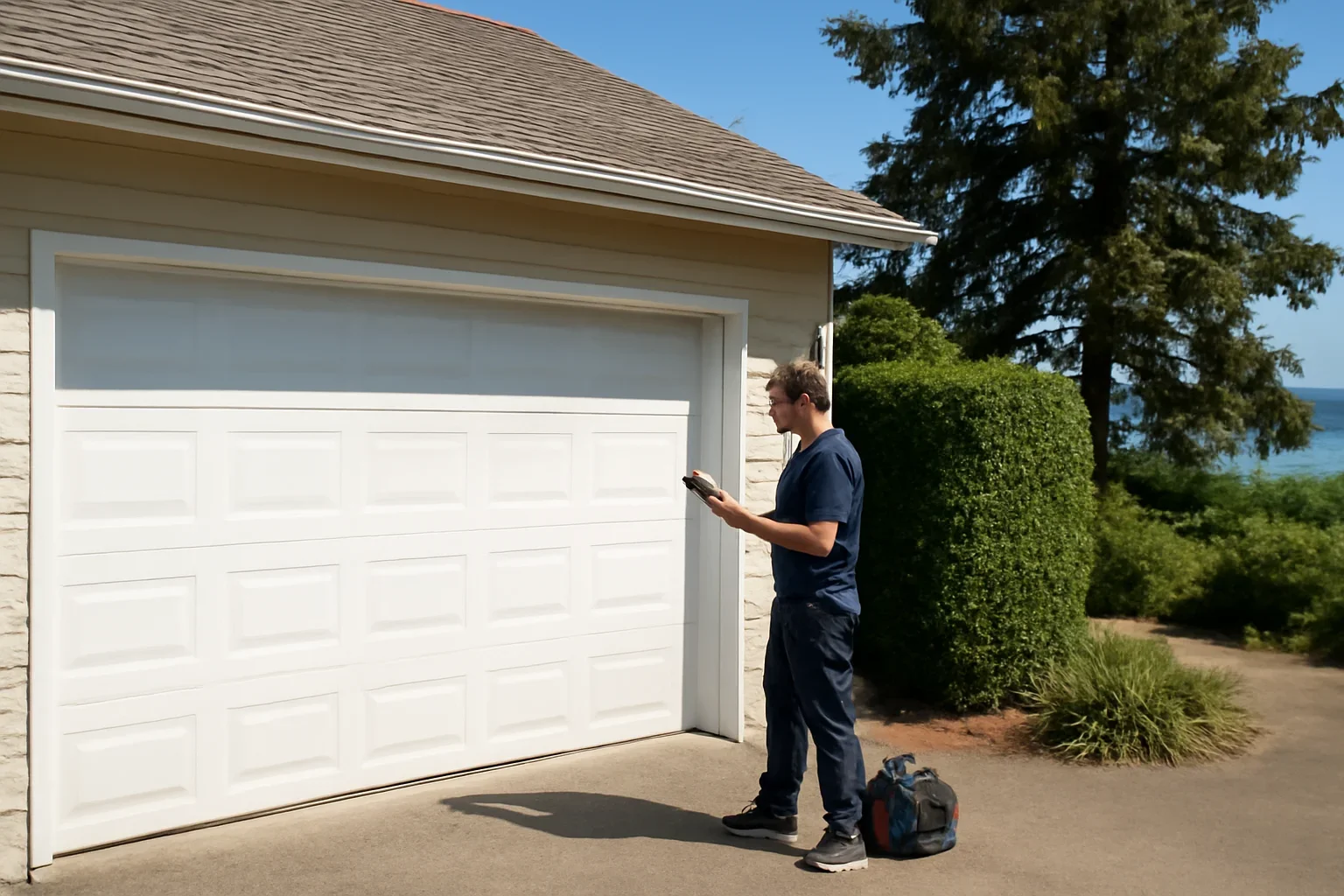 Garage door service visit at a home in White Rock