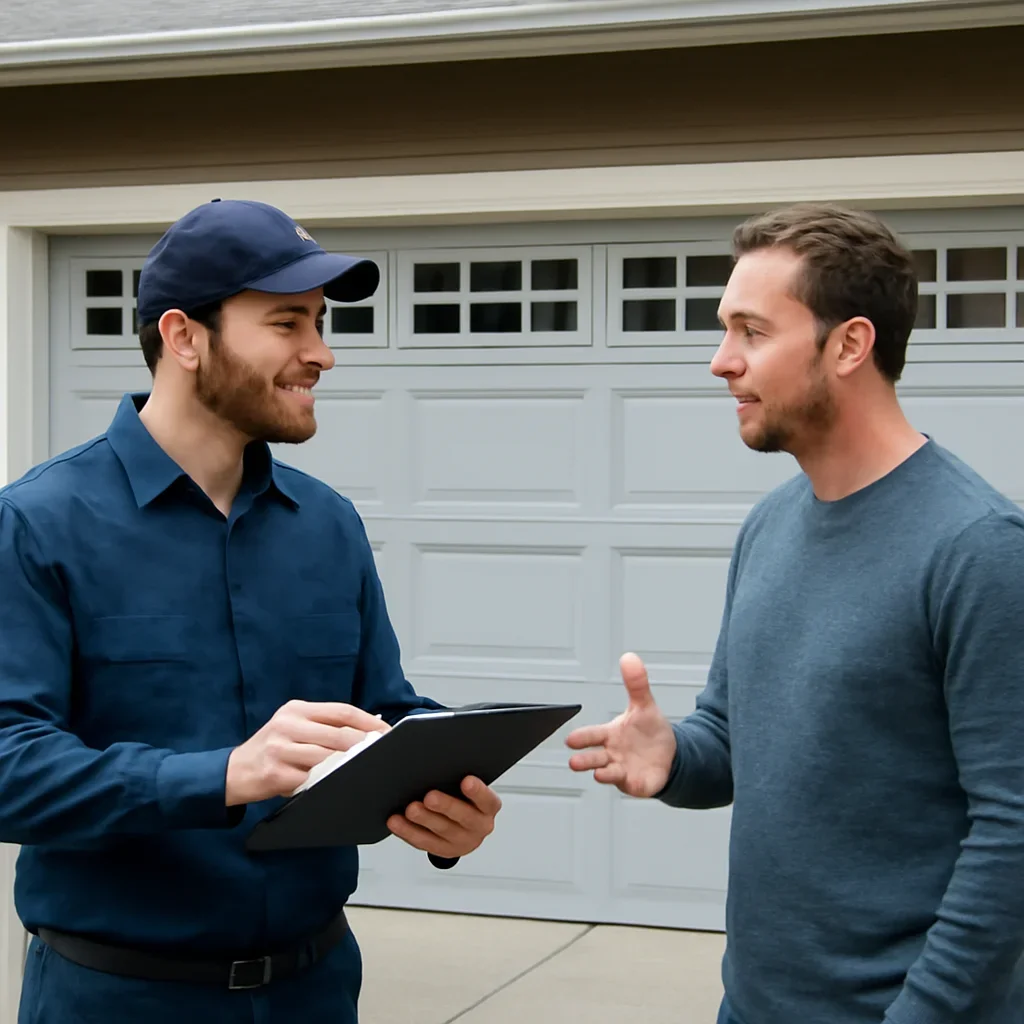 Garage door project scope and quote discussion at a residential property in British Columbia