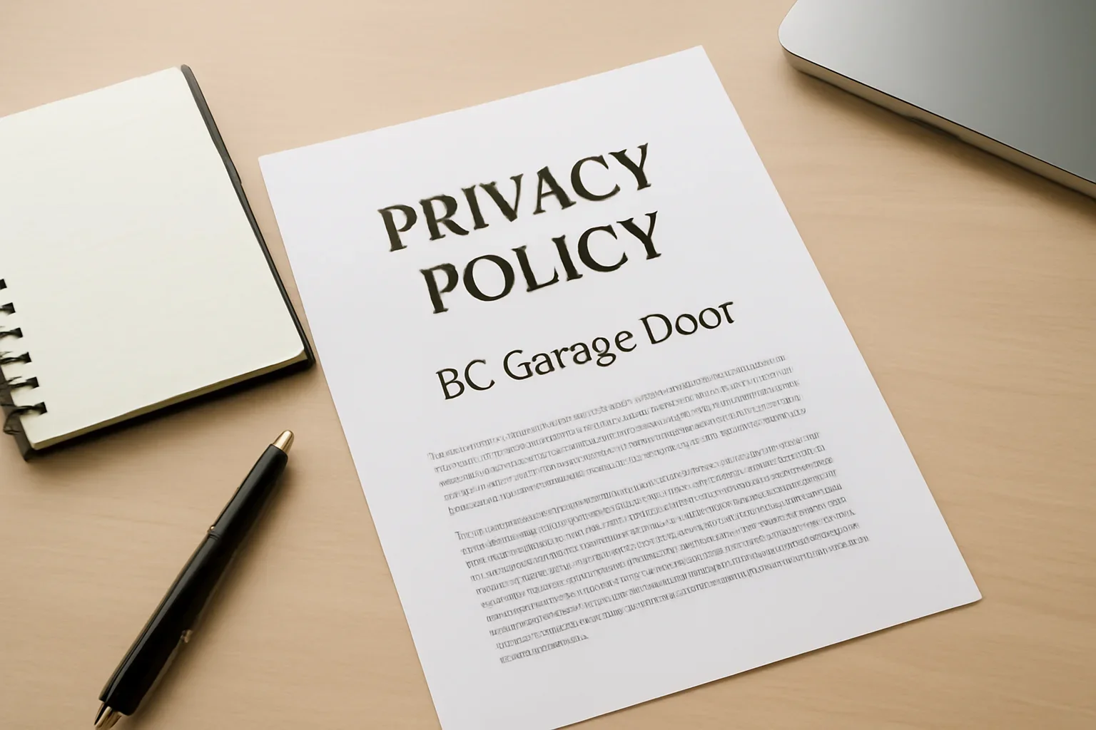 Privacy Policy document planning for BC Garage Door